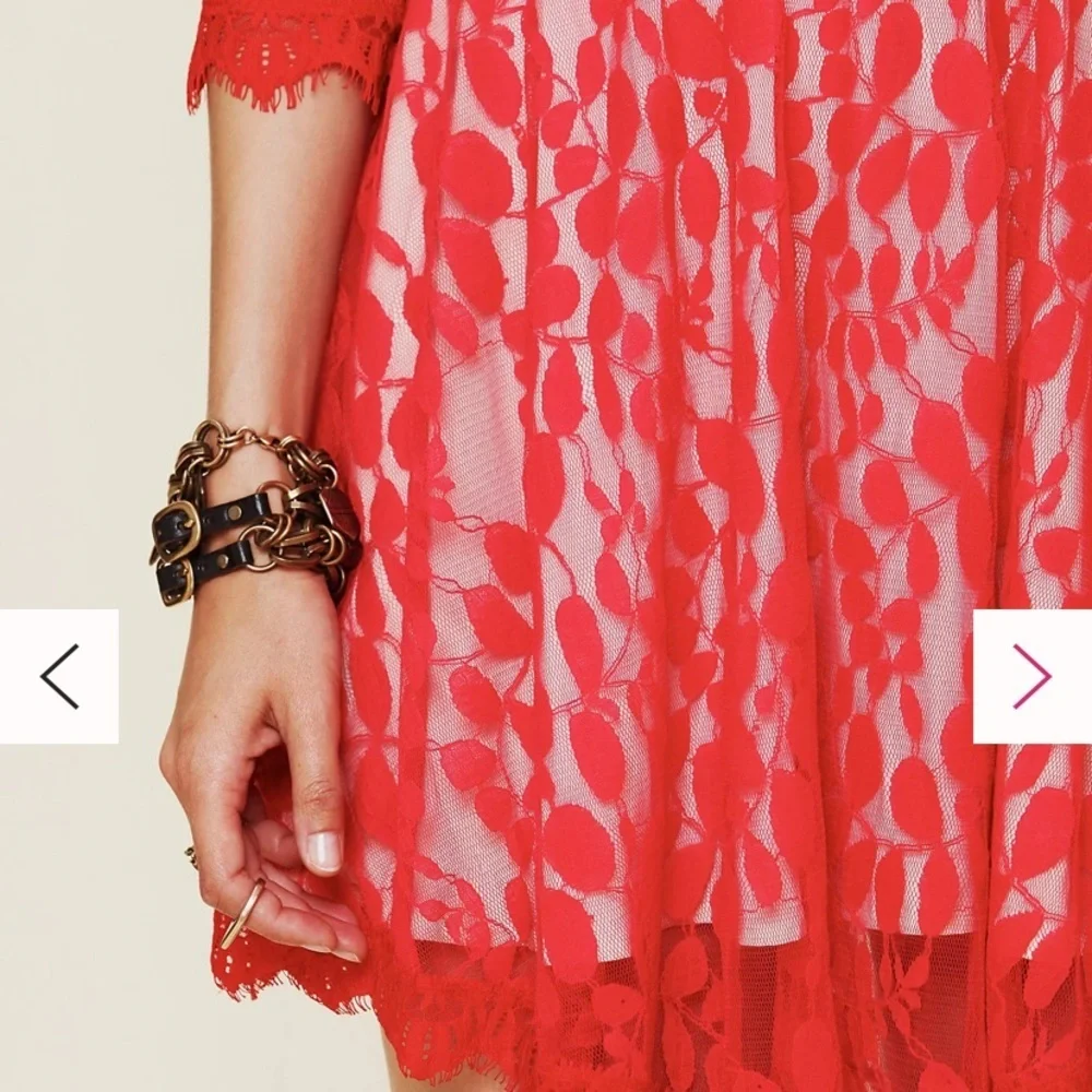 Free People Mesh Lace Fit and Flare Dress Size 12 - Picture 8 of 11